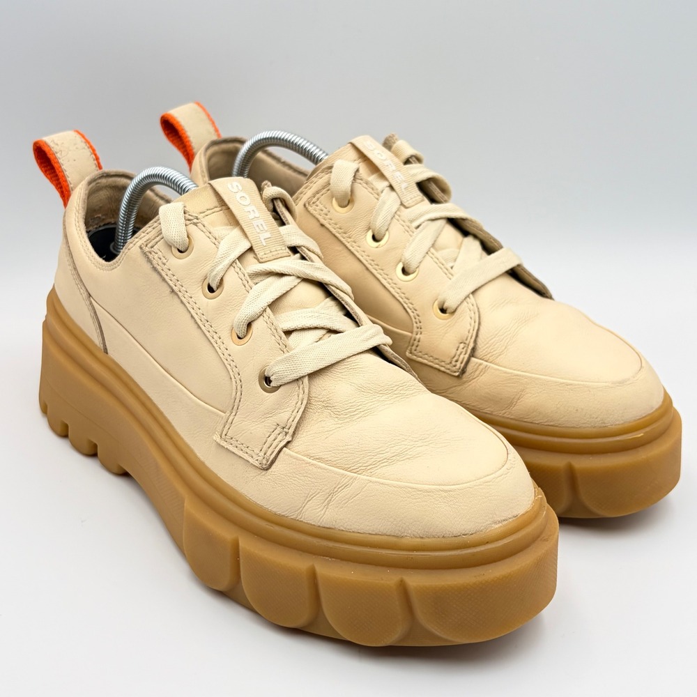 Sorel Caribou‎ X Womens 9 Waterproof Leather Platform Sneakers Cream Lug Sole - Picture 7 of 16